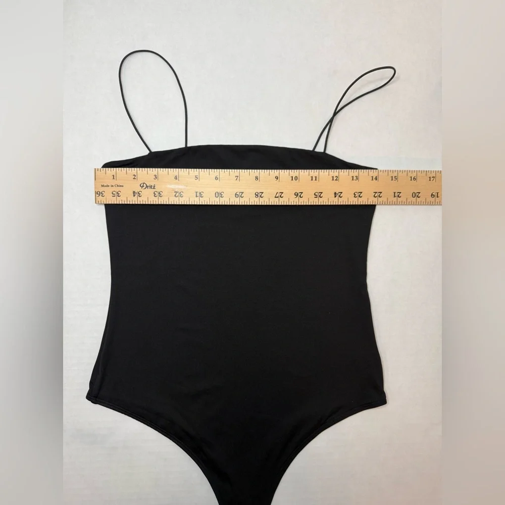 H&M Bodysuit Extra Narrow Shoulder Straps Black Size S - Picture 5 of 8